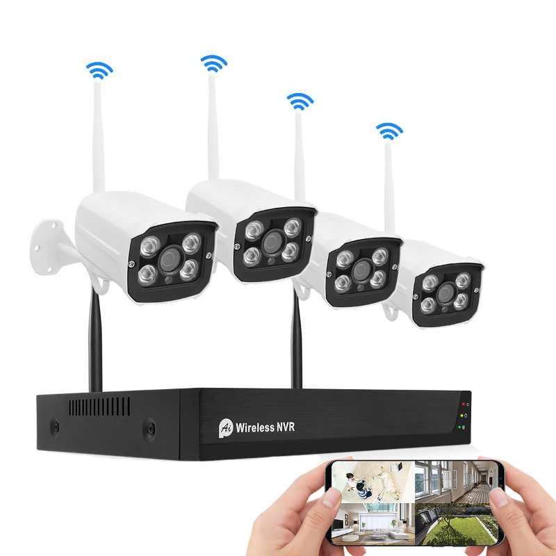 4CH Wireless NVR Kit 1080P Wifi IP Camera CCTV System Wireless Transmitter & Receiver Kit Complete Camera Set