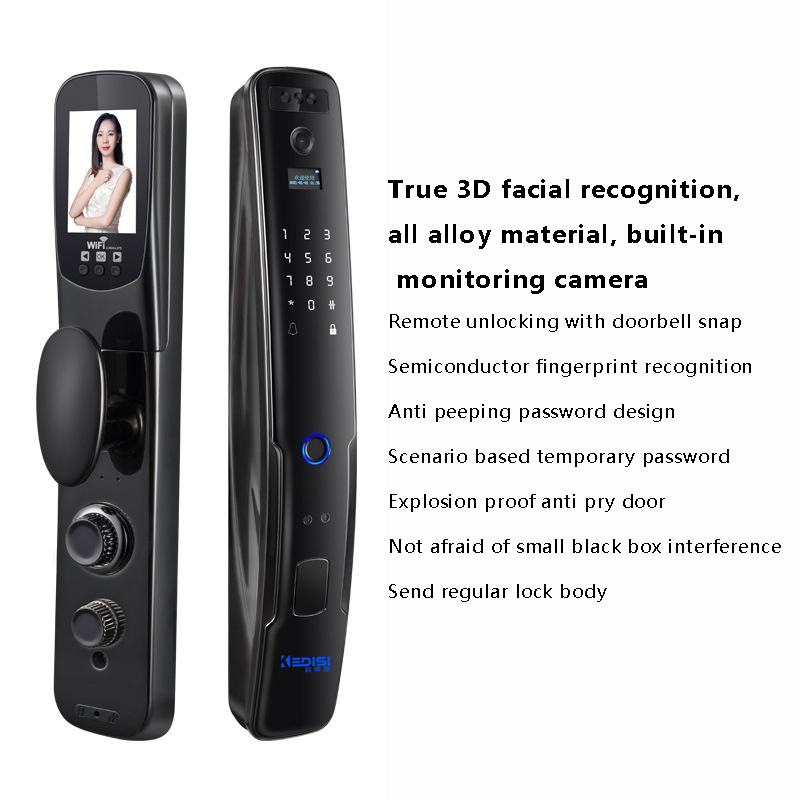 Customized Tuya Smart 3D Face Biometric Fingerprint cerradura inteligente WIFI Remote Control Auto Front Door Lock With Camera