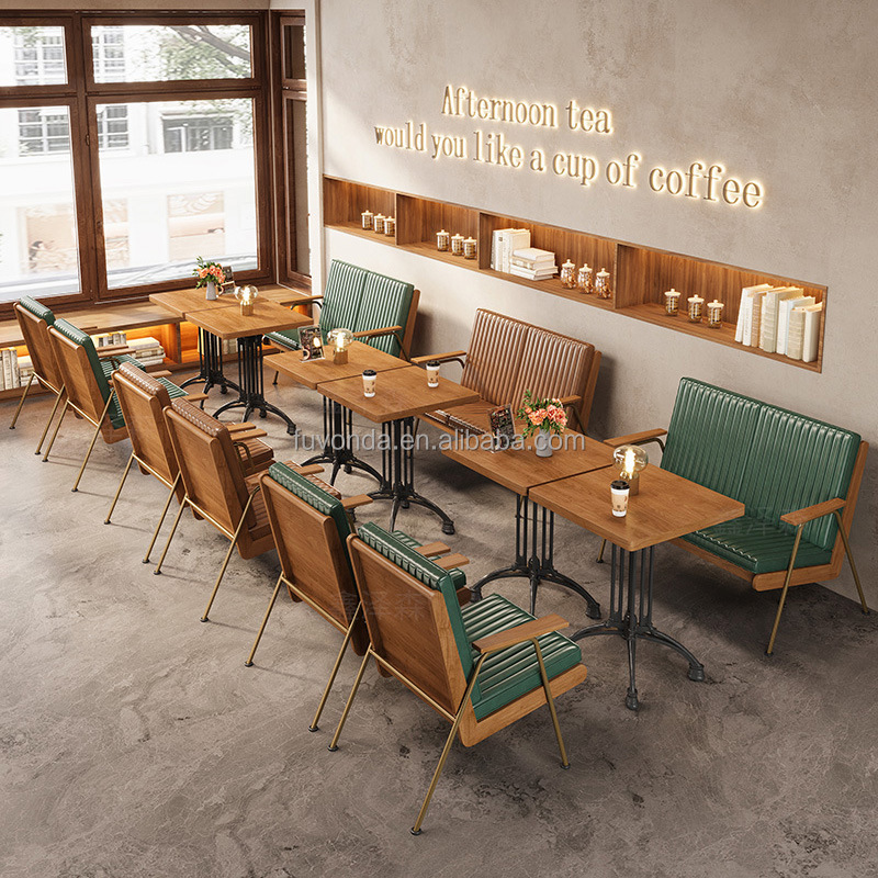 coffee shop wooden table cheap commercial fast food cafe restaurant furniture table and chair set