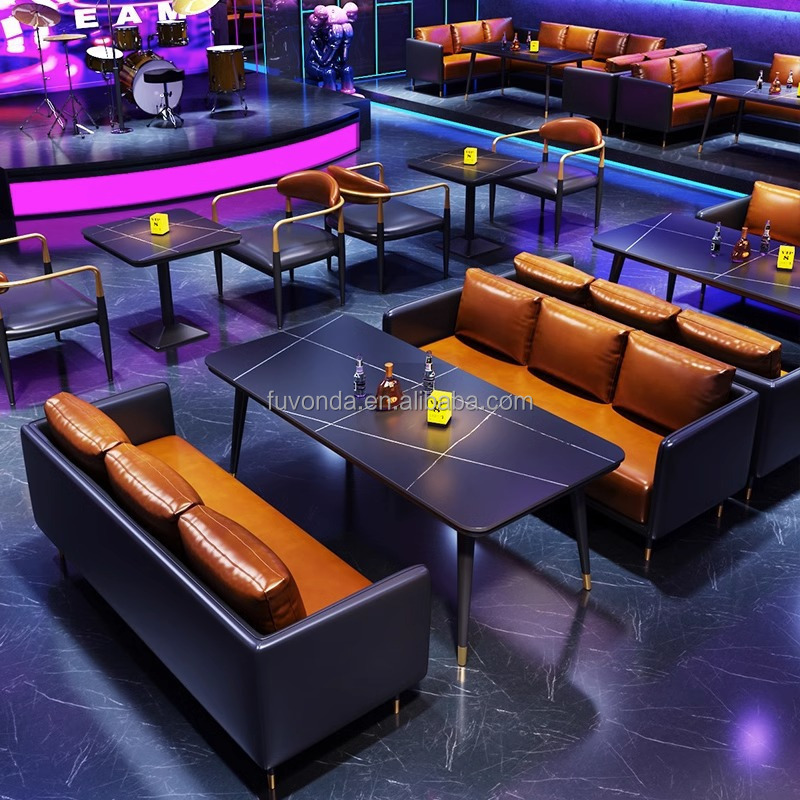 Luxury Booth Sofa Pu Leather Modern Vip Strip Night Club Bar Furniture Lounge  Ktv Bar Sofa