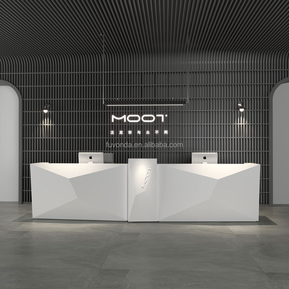 elegant design unique White Reception Desk Office Shop Reception Counter Custom Salon Receptionist Front Desk