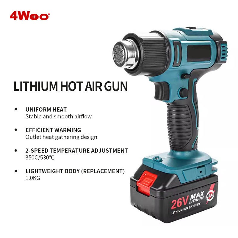 2311-4 Portable Lithium Battery Hot Air Gun High Power Rechargeable Cordless Hot Heat Blower Welding Gun