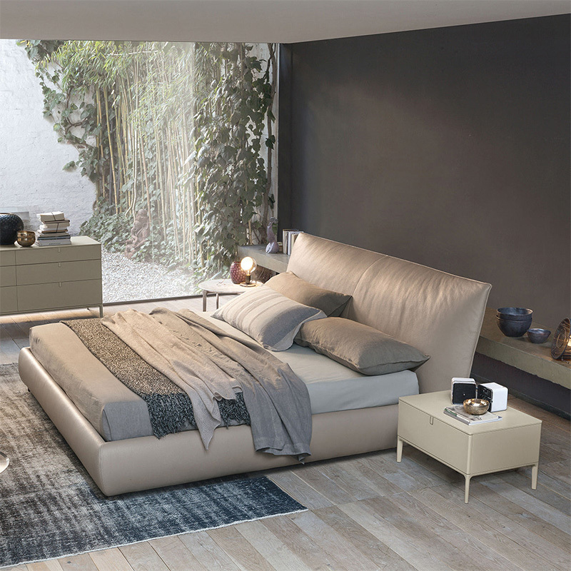 FUWOS  new style Italian minimalism  high quality bed leather fabric half leather  modern luxury  1.8m 2 m  high-end double bed