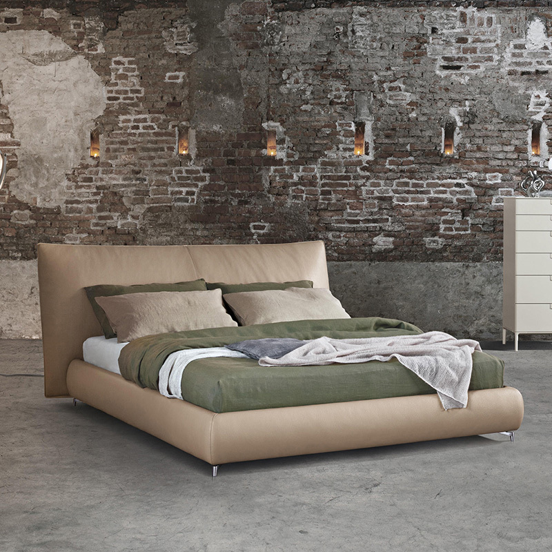 FUWOS  new style Italian minimalism  high quality bed leather fabric half leather  modern luxury  1.8m 2 m  high-end double bed