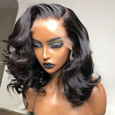 Best Selling Curly Bob Wig Human Hair Lace Front Cuticle Aligned Virgin Hair Short Bob Lace Wig Body Wave Peruvian Bob Wigs