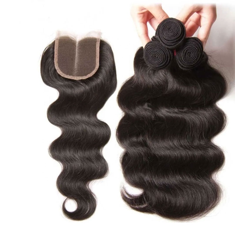 Fuxin Peruvian Hair Bundles with Closure Grade 12a Raw Unprocessed Brazilian Hair Body Wave Bundle with Frontal Human Hair Weave