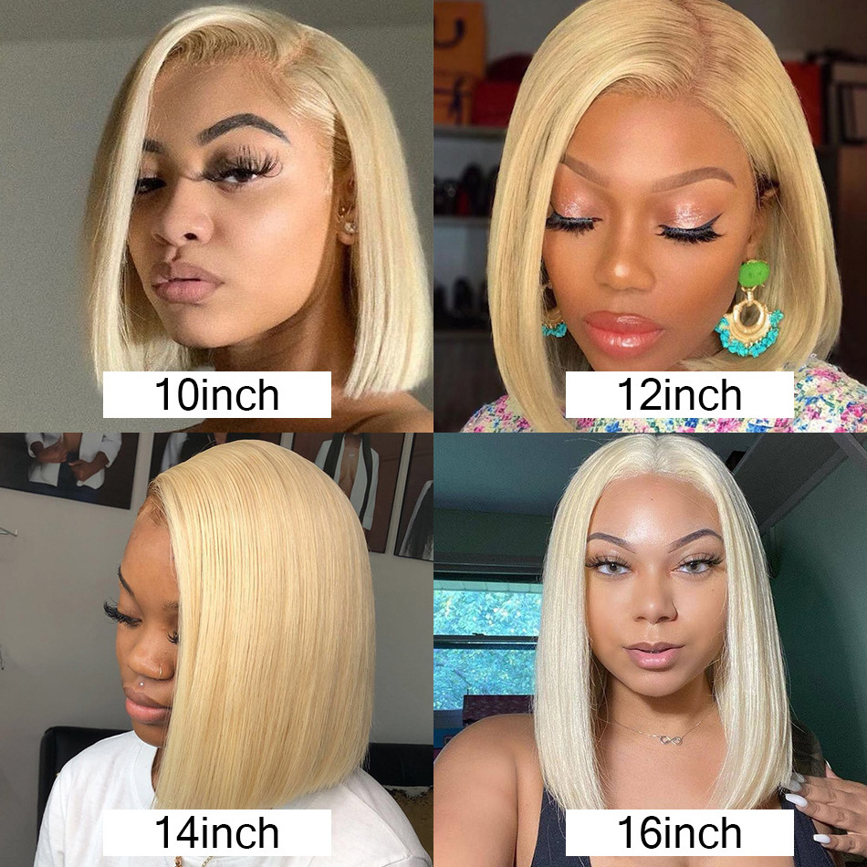 Wholesale Two Tone Ombre Color Bob Wig Cuticle Aligned Malaysian Virgin Hair Lace Front Wig 613 Blonde Colorful Short Bob Wigs