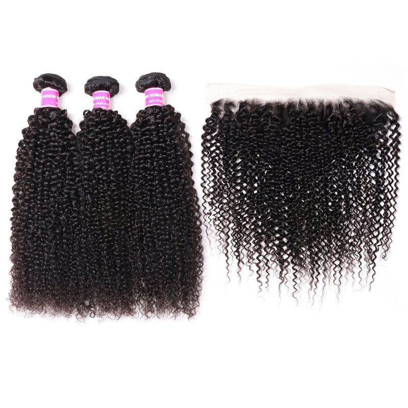 4A 4B Kinky Curly Bundles With Hd Lace Closure 40 Inch Packet Human Hair With Closure 3 Bundles With Closure For Brazilian Weave