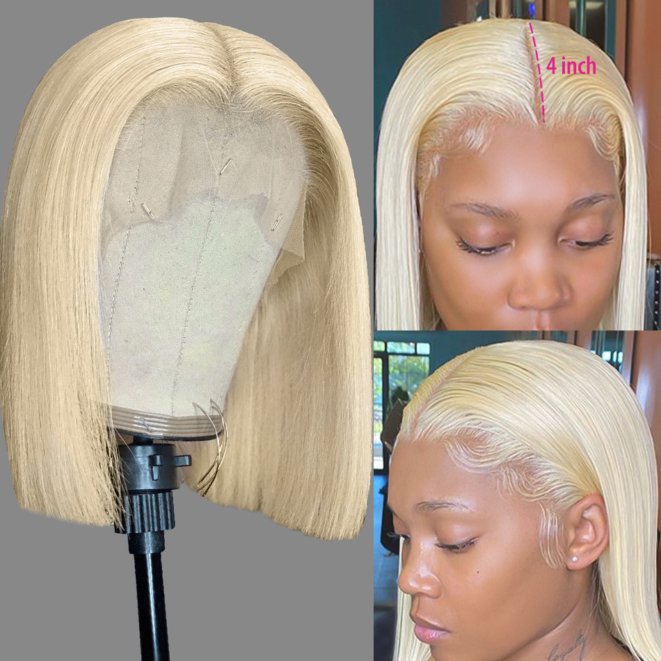 Wholesale Two Tone Ombre Color Bob Wig Cuticle Aligned Malaysian Virgin Hair Lace Front Wig 613 Blonde Colorful Short Bob Wigs