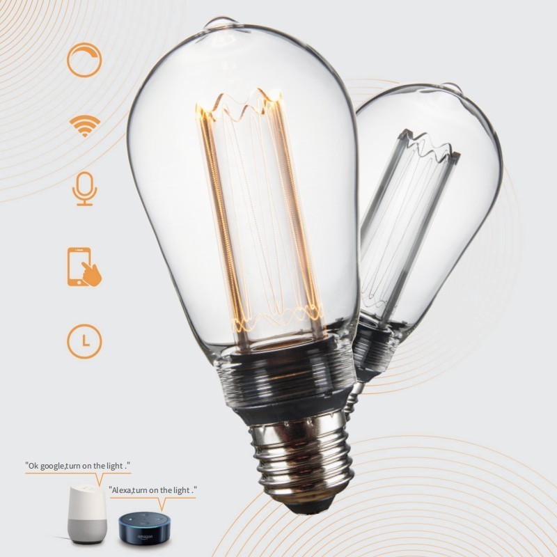 Smart Wifi Light Lamps Smart Control LED Filament Bulb E27 E26 ST64 G125 G95 Smart Edison Bulb