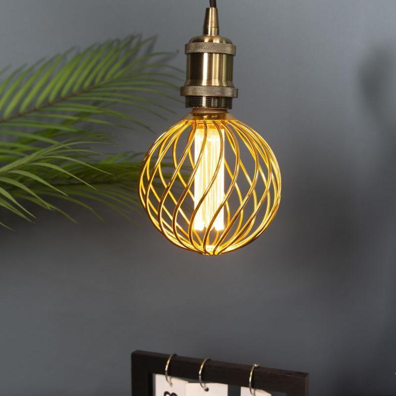 Decorative Handmade Home Decoration Spin Design Metal Bulb Retro Spherical Bulb