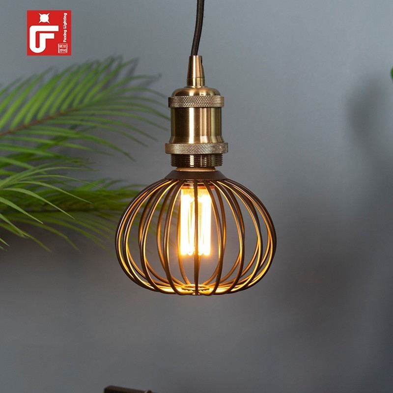 DIY Customized Edison Bulb Retro Metal Lampshade Chandeliers Hanging Lighting Home Decor Led Light Mesh  Mesh Light Bulb Cover