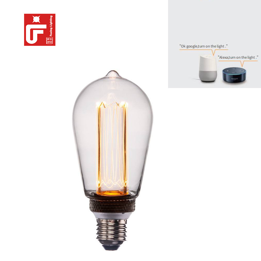 Lamp Custom Intelligence Dimmable Different Colors With Different Lumen Led Glass Flexible Filament Bulb Light Decoration