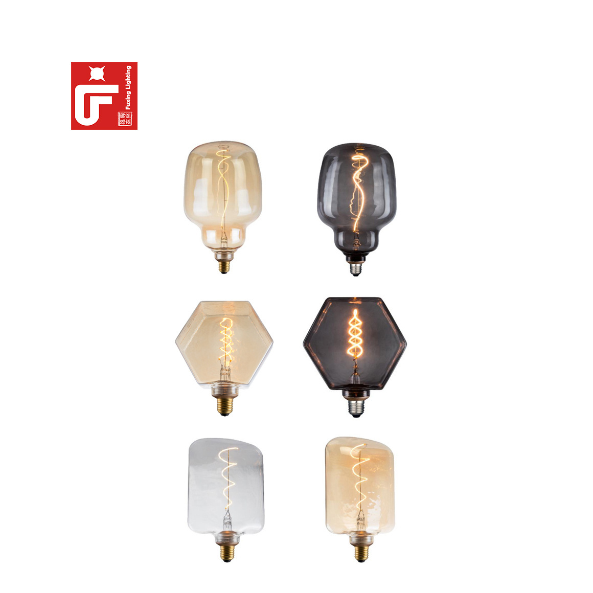 4 Watts Glass Cover Flexible Filament E27 E26 Base Large Alien Shape Led Filament Bulb Decorative Led Bulbs