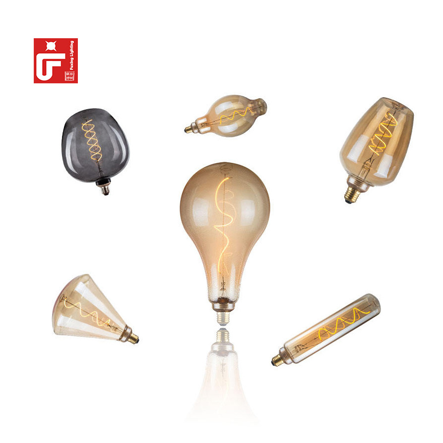 Amber Glass Edison Flexible Led Filament Bulb E26/E27/B22 Dimmable Decorative Soft LED Filament Bulb Light