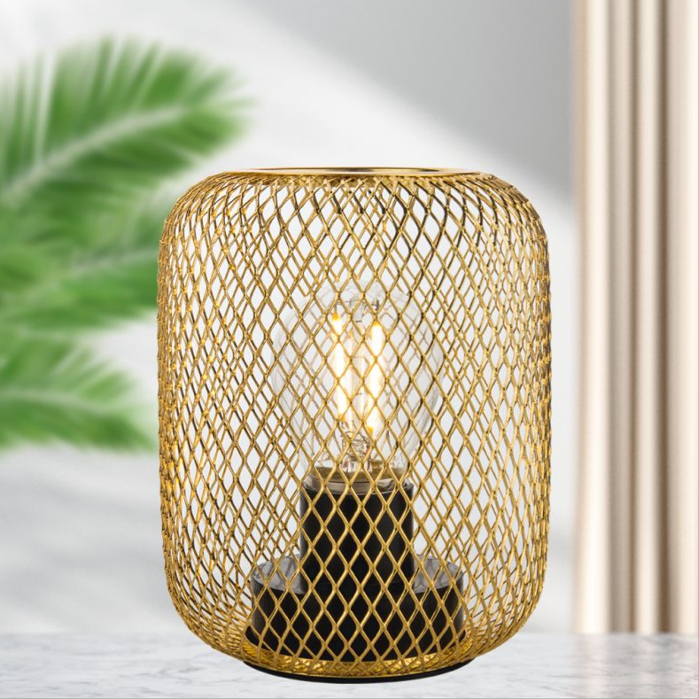 Nordic Gold Bird Cage Design Metal Bird Cage Led Battery Operated Lamp Christmas Decorative Lamp With Warm Light