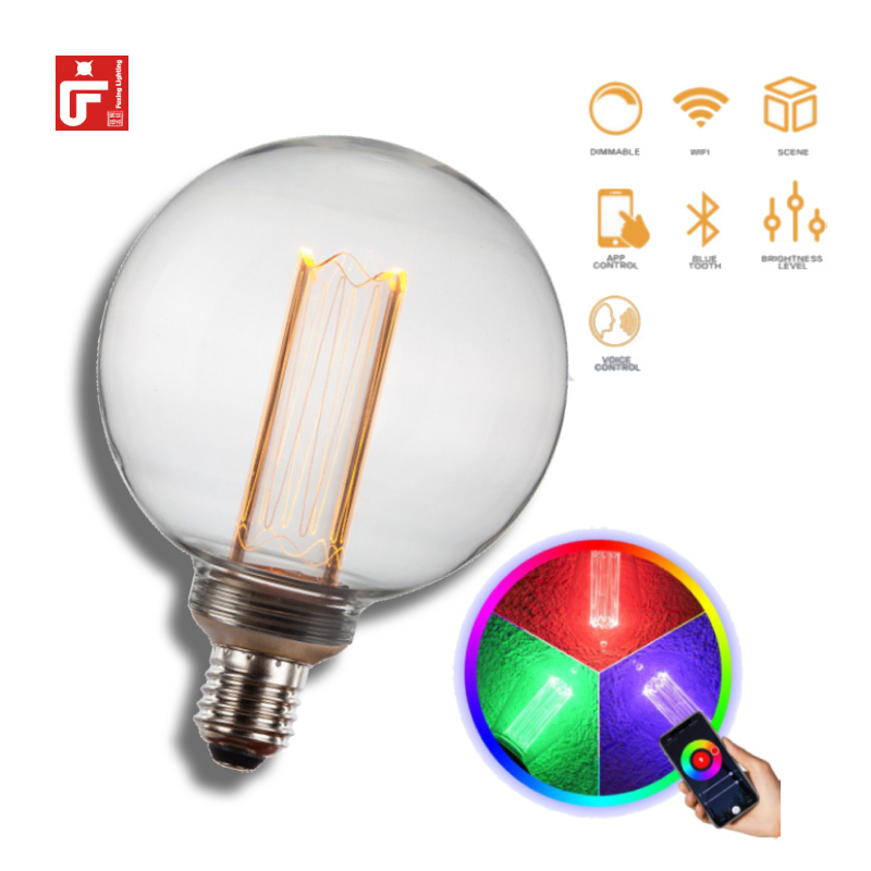 RGB Decorate Bulb Wifi Smart Bulbs LED RGB Bulb Bluetooth CCT Changeable Dimmable Edison Light 2w 4w 6w 8w