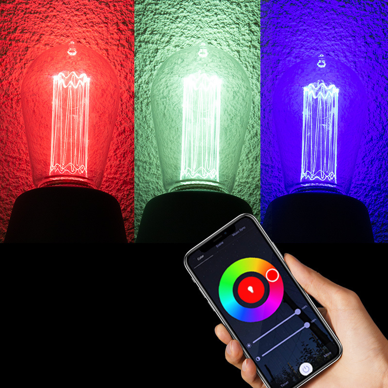 RGB Decorate Bulb Wifi Smart Bulbs LED RGB Bulb Bluetooth CCT Changeable Dimmable Edison Light 2w 4w 6w 8w