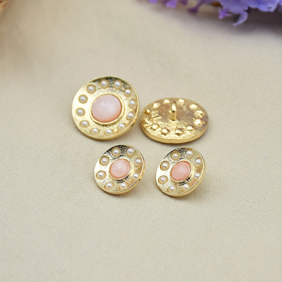 Bukwang Resin pearl jean button tacks for retro round metal button coat button