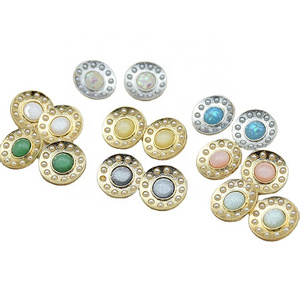 Bukwang Resin pearl jean button tacks for retro round metal button coat button