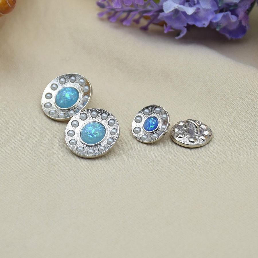 Bukwang Resin pearl jean button tacks for retro round metal button coat button