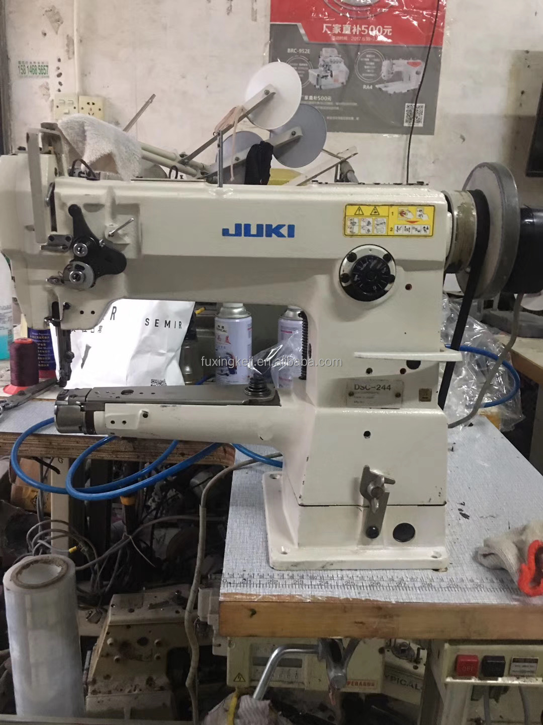 Used Jukis DSC 244 single needle Walking Foot Cylinder Arm Industrial Sewing Machine for heavy material leather bags