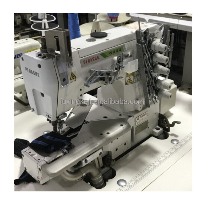 Used Pegasus W600 interlock coverstitch sewing machine for heavy and light fabric hemming machine cylinder bed