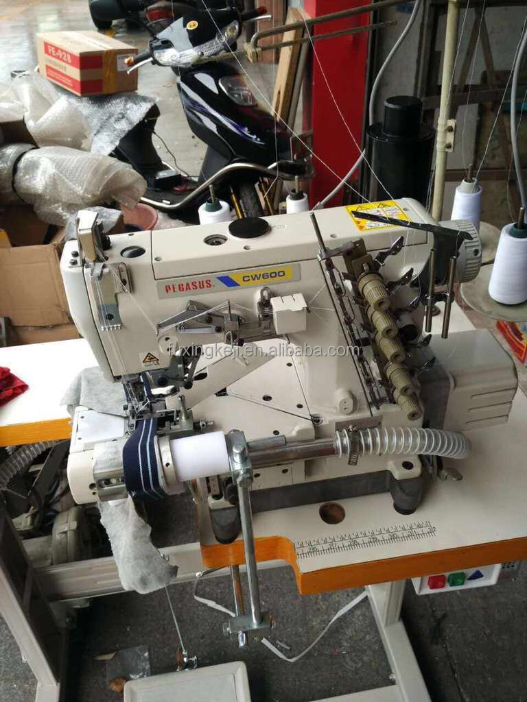 Used Pegasus W600 interlock coverstitch sewing machine for heavy and light fabric hemming machine cylinder bed