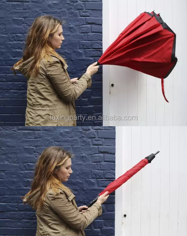 Fuxing Brand Germany technol creative double reverse umbrella, long handle men and women, sunny umbrellas outdoor umbrella car