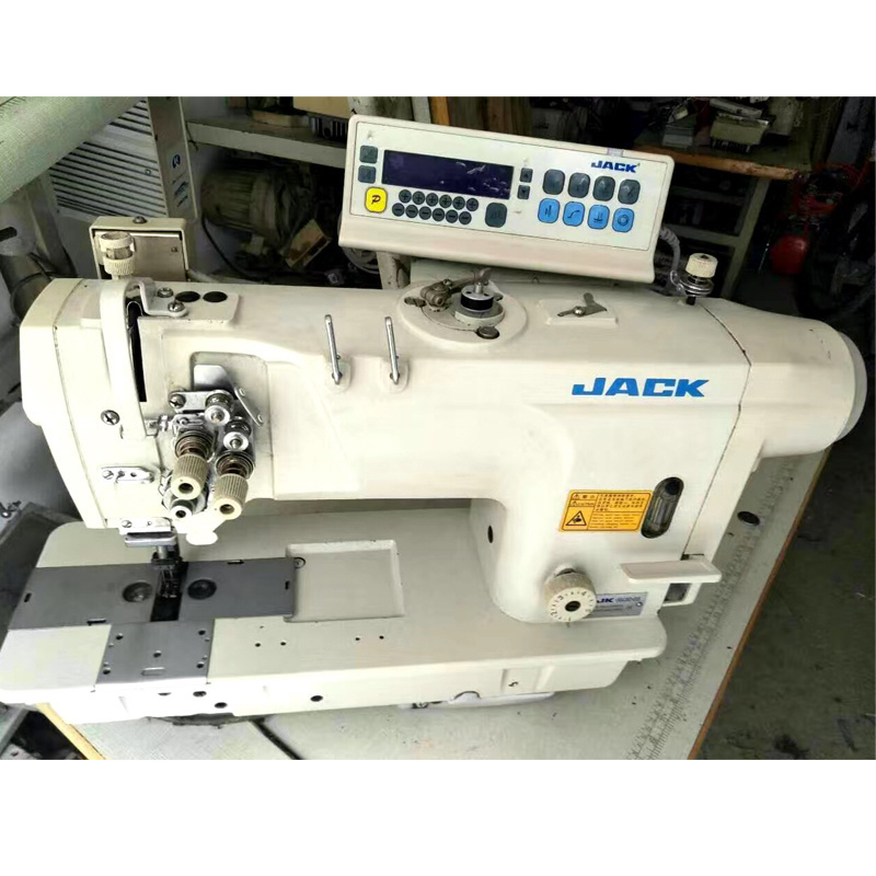 used Jack JK-58450J sewing Machine Automatic turning and electro-pneumatic separation Computerized Double Needle Lockstitch