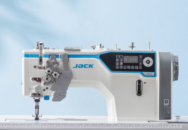 used Jack JK-58450J sewing Machine Automatic turning and electro-pneumatic separation Computerized Double Needle Lockstitch