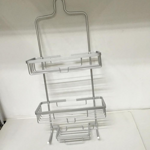 RUSTPROOF Aluminum Shower Caddy, Satin Chrome - Bathroom Over the Showerhead Hanging Tiered Shelves