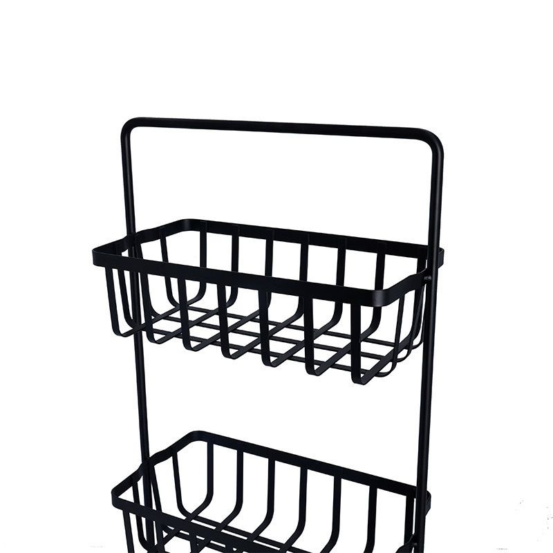 Black home storage accessories Vertical shower rod Bathroom storage bracket 3-layer bathroom storage rack