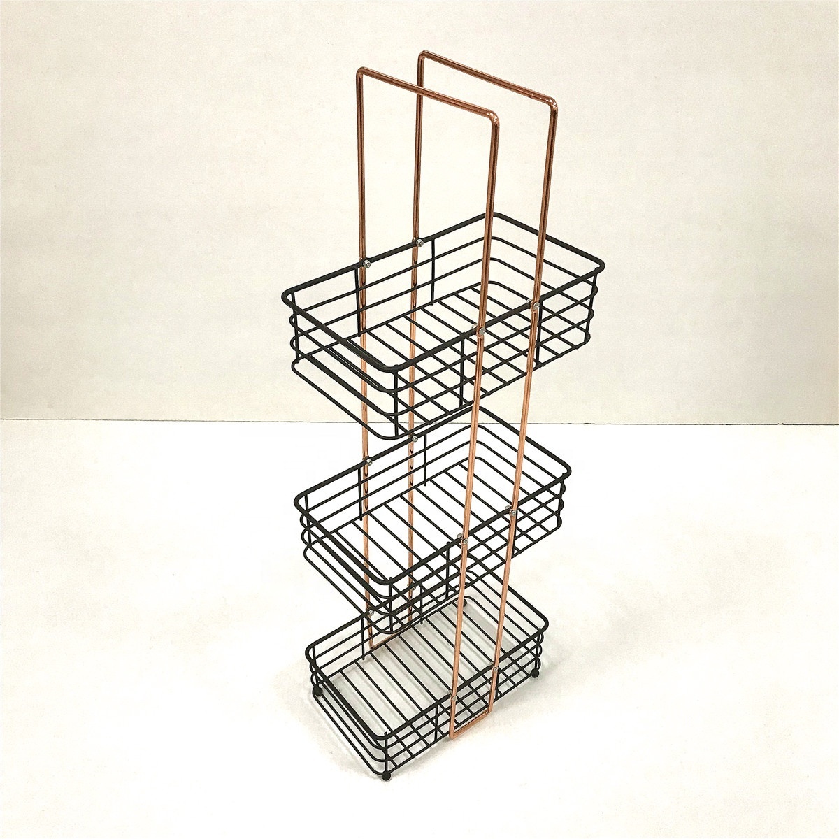 Metal Standing Shower Caddy, 3-Tier Bath Shelf Baskets for Towels, Soap, Shampoo, Lotion, Accessories