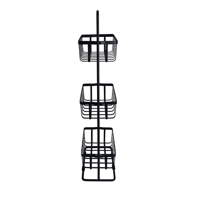 Black home storage accessories Vertical shower rod Bathroom storage bracket 3-layer bathroom storage rack