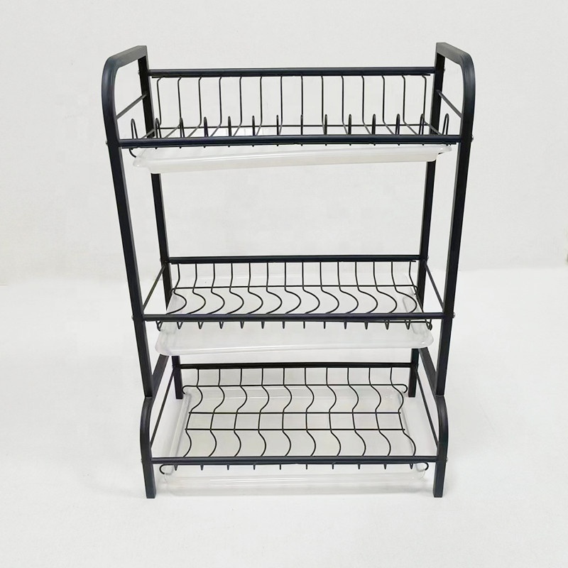 Dish Drying Rack, 3 Tier Dish Rack with Tray Utensil Holder, Dish Drainer with Cutting Board Holder Drain Board T