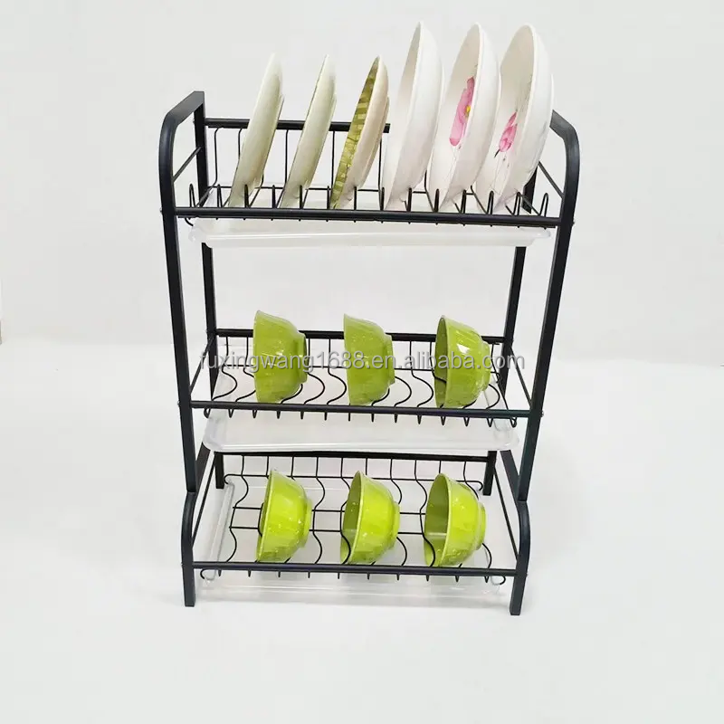 Dish Drying Rack, 3 Tier Dish Rack with Tray Utensil Holder, Dish Drainer with Cutting Board Holder Drain Board T