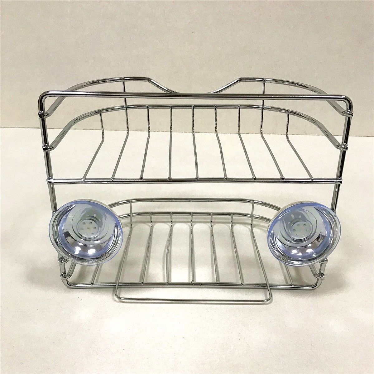 Suction Cup Shower Caddy Bath Shelf 2 Tier Wall Mounted Basket for Bathroom and Kitchen Storage