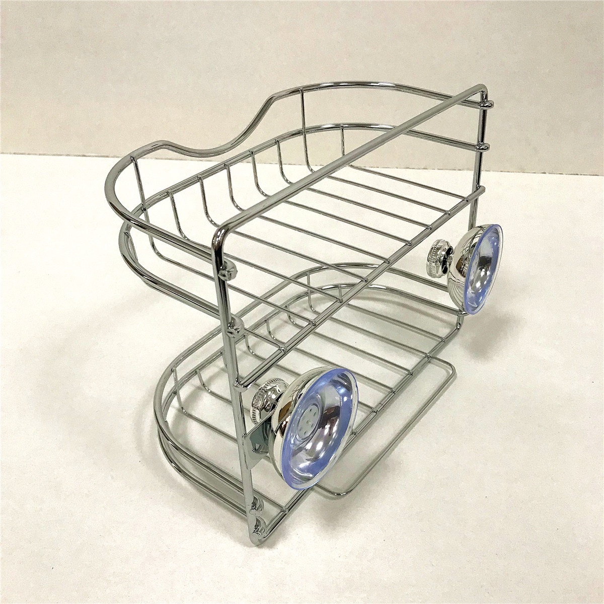 Suction Cup Shower Caddy Bath Shelf 2 Tier Wall Mounted Basket for Bathroom and Kitchen Storage