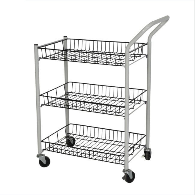 White Rolling Wire Cart Shelves 3-Tier Storage Rack Holder Bath Kitchen Organize