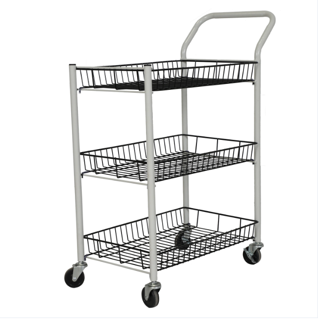 White Rolling Wire Cart Shelves 3-Tier Storage Rack Holder Bath Kitchen Organize