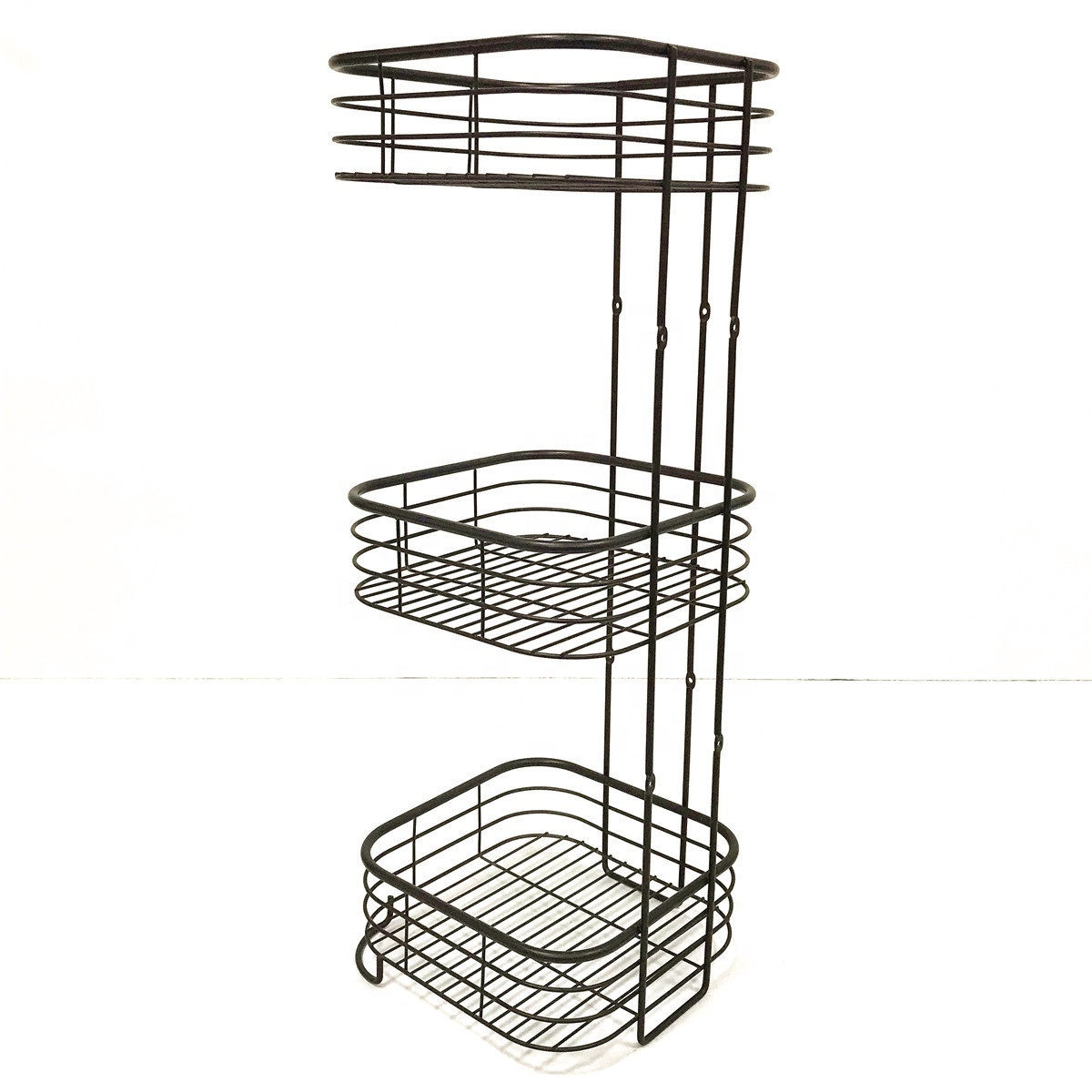 Modern design Iron Wire 3 Tier Standing Bathroom Storage Caddy Corner Shelf