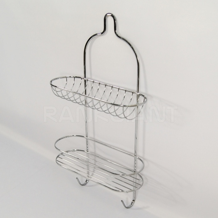 MOdern Shower Bathtub Caddy - Over The Showerhead Spacesaver - 2 Large Wired Shelves Toilet Storage Rack Bathroom