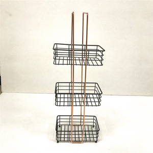 Metal Standing Shower Caddy, 3-Tier Bath Shelf Baskets for Towels, Soap, Shampoo, Lotion, Accessories