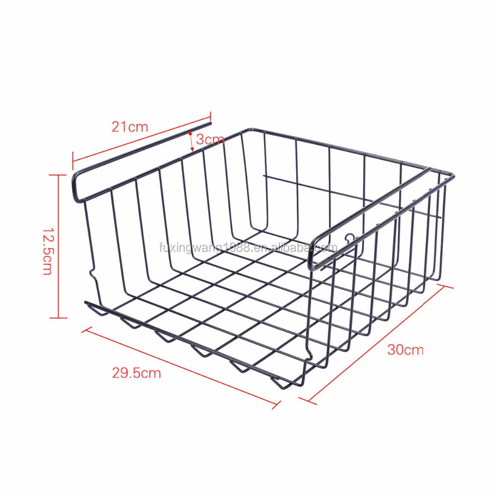 Wire Under Cabinet Shelf Wire Hanging Basket Shelves Lightweight Metal Organizer Rack silver color