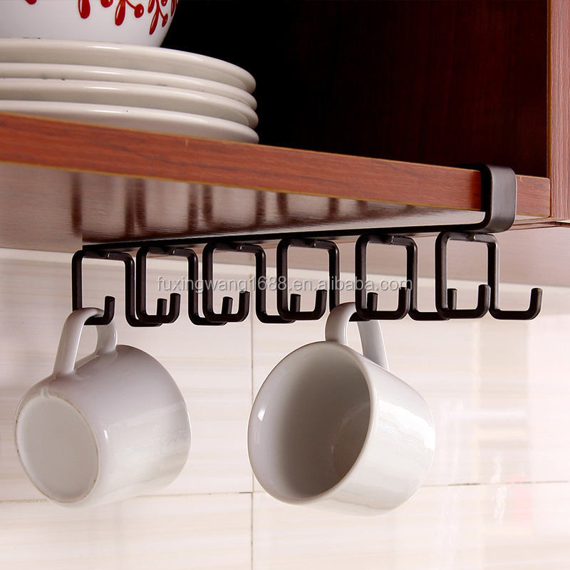 Multi-function Coffee Mug Hooks Metal Hanger Rack Hanging Storage Shelf for Cabinet Wardrobe