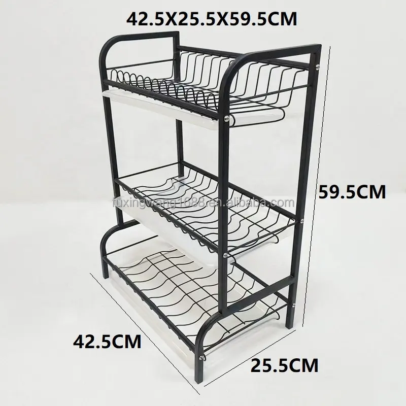 Dish Drying Rack, 3 Tier Dish Rack with Tray Utensil Holder, Dish Drainer with Cutting Board Holder Drain Board T