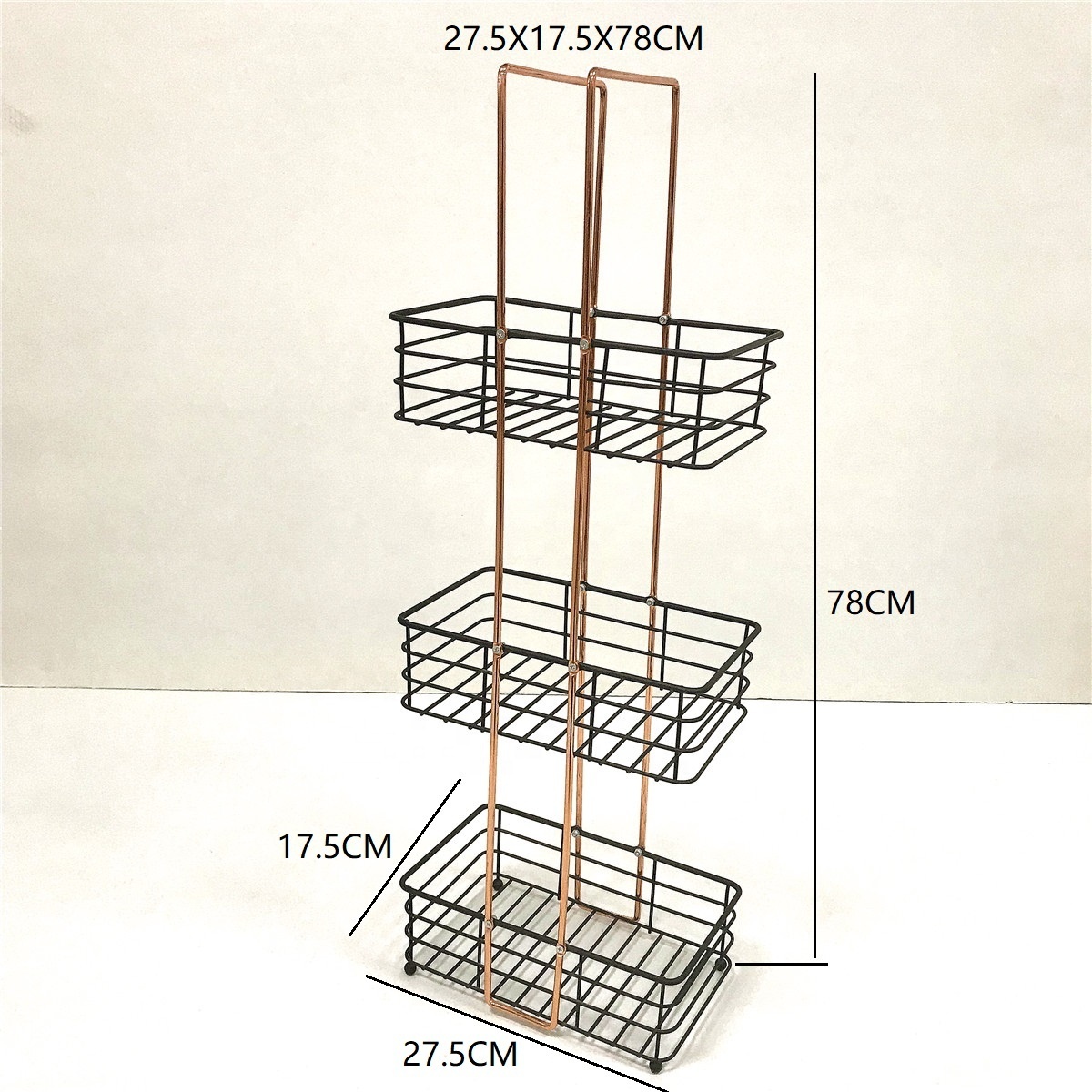 Metal Standing Shower Caddy, 3-Tier Bath Shelf Baskets for Towels, Soap, Shampoo, Lotion, Accessories