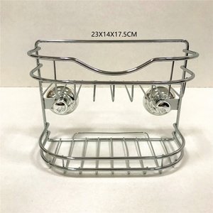 Suction Cup Shower Caddy Bath Shelf 2 Tier Wall Mounted Basket for Bathroom and Kitchen Storage