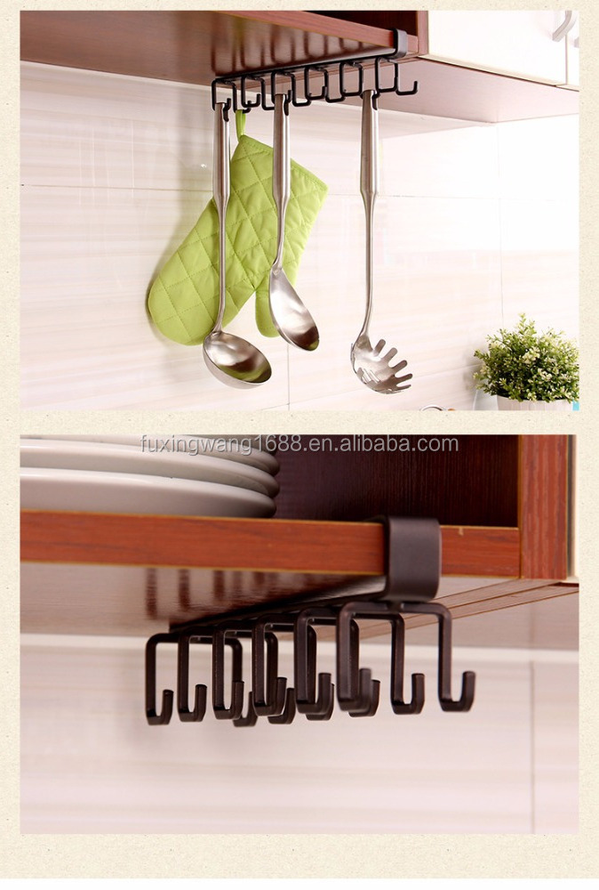 Multi-function Coffee Mug Hooks Metal Hanger Rack Hanging Storage Shelf for Cabinet Wardrobe